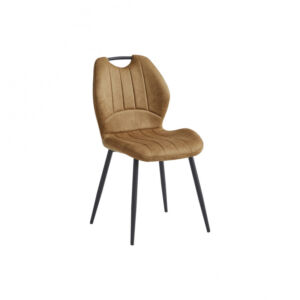 CHAISE ASCOT PIED METAL NOIR ASSISE MICROFIBRE DEPERLANT MARRON  48 X 86 X 57 CM