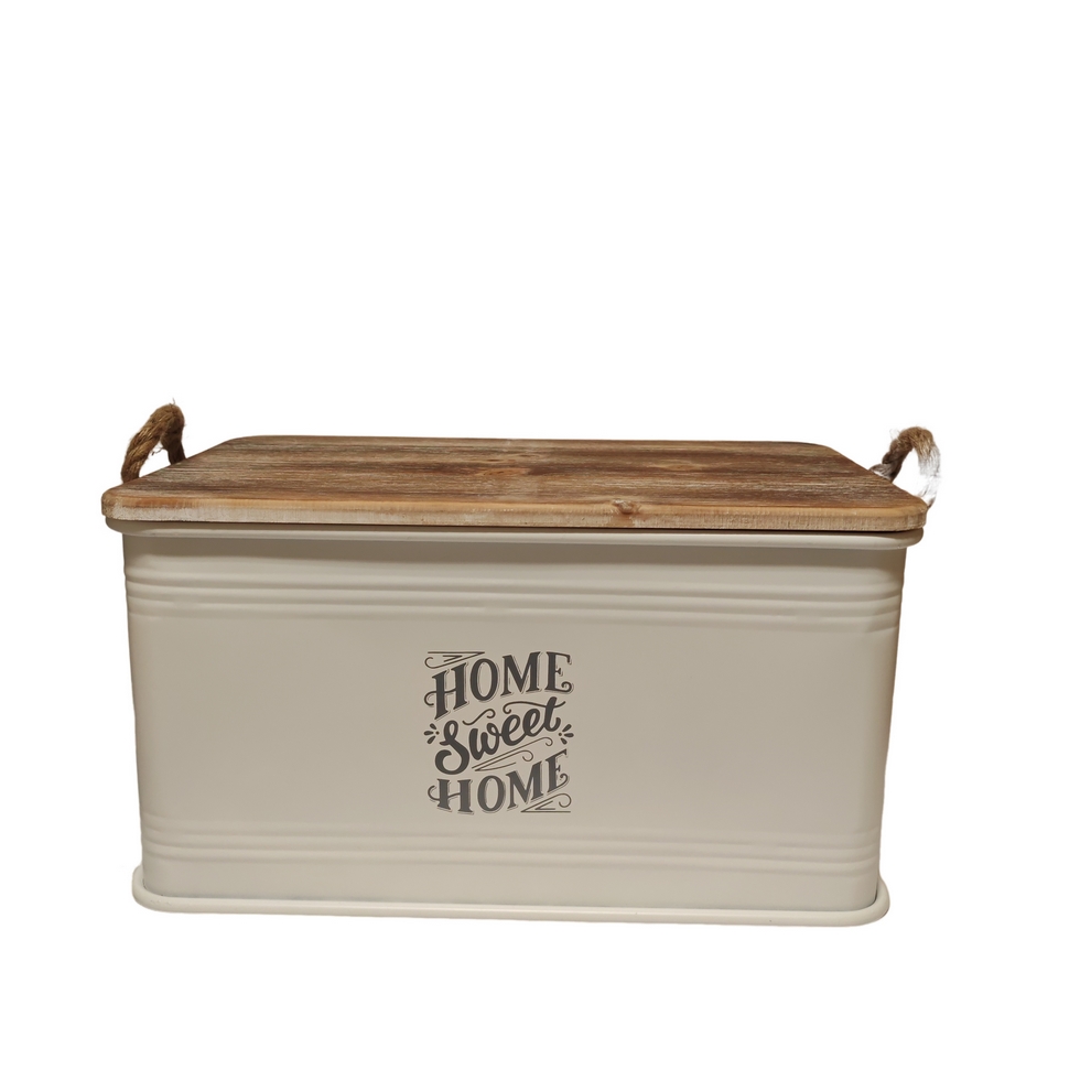COFFRE DE RANGEMENT METAL BLANC DECO HOME SWEET HOME  54 x 34 x 29 cm - Photo N°5