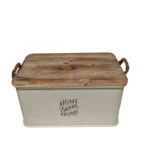 COFFRE DE RANGEMENT METAL BLANC DECO HOME SWEET HOME  54 x 34 x 29 cm