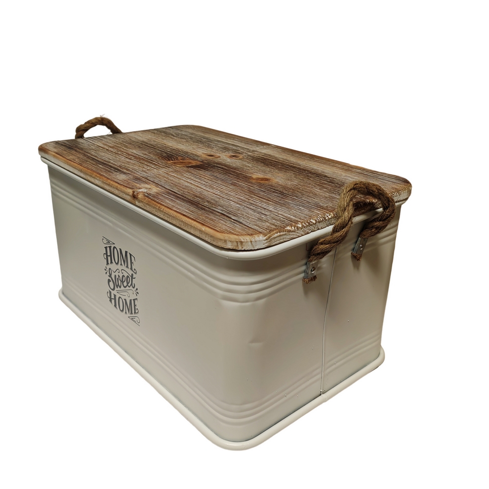 COFFRE DE RANGEMENT METAL BLANC DECO HOME SWEET HOME  54 x 34 x 29 cm - Photo N°3