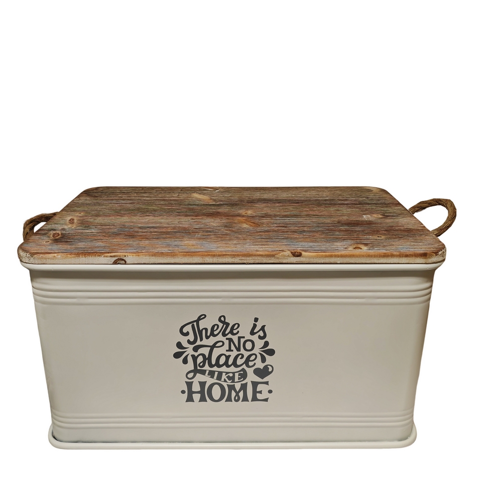 COFFRE DE RANGEMENT METAL BLANC DECO THERE IS NO PLACE  60 x 38 x 33 cm - Photo N°1