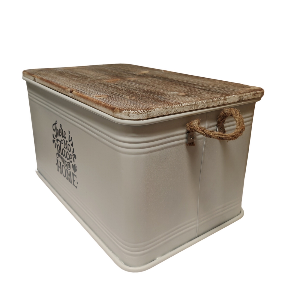 COFFRE DE RANGEMENT METAL BLANC DECO THERE IS NO PLACE  60 x 38 x 33 cm - Photo N°3