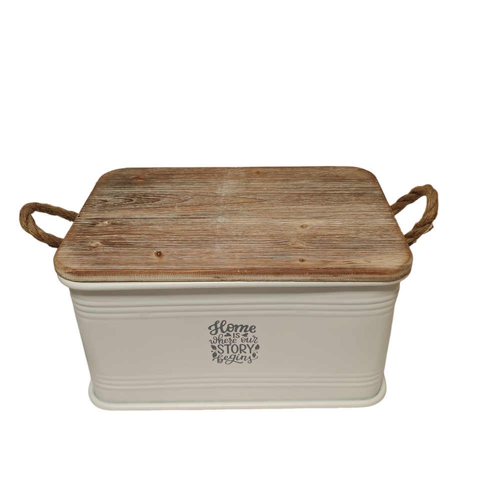 COFFRE DE RANGEMENT METAL BLANC DECO HOME IS WHERE   45 x 30 x 25 cm - Photo N°4