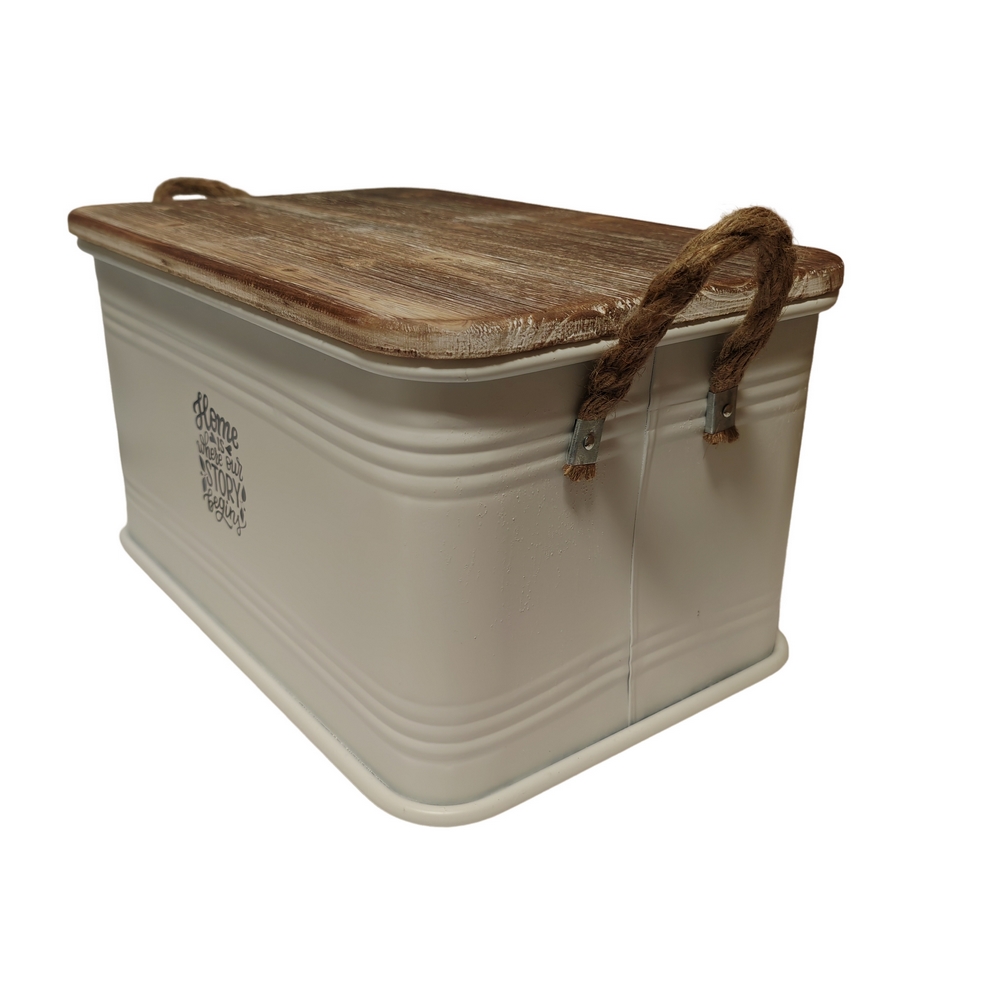 COFFRE DE RANGEMENT METAL BLANC DECO HOME IS WHERE   45 x 30 x 25 cm - Photo N°2