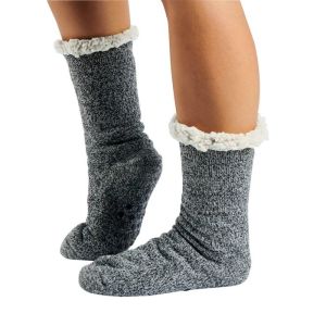 CHAUSSETTES FEMME SEMELLES ANTI DERAPANTES GRISE 35-42