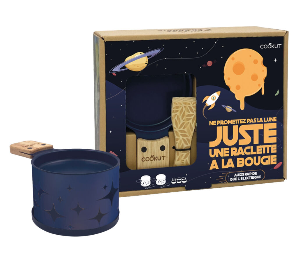 SET 2 RACLETTES INDIVIDUEL ROND METAL DECOR ETOILES BLEU FONCE - Photo N°1