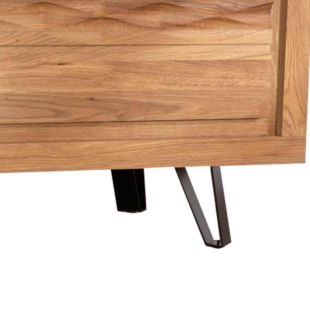 MEUBLE TV WAVE CHENE MASSIF HUILE TON MIEL 2 PORTES 2 NICHES 160 X 55 X 40 CM - Photo N°4