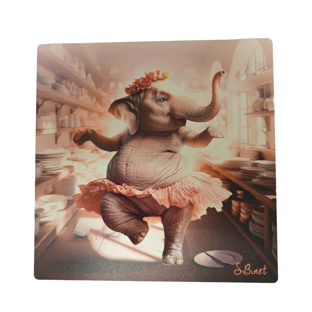 IMPRESSION S BINET ELEPHANT MAGASIN SUR DIBOND AVEC ATTACHE 20 X 20 CM - Photo N°3