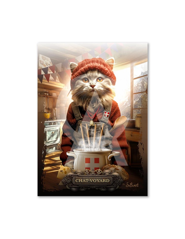 IMPRESSION S BINET CHAT-VOYARD SUR DIBOND AVEC ATTACHE 20 X 28 CM - Photo N°4