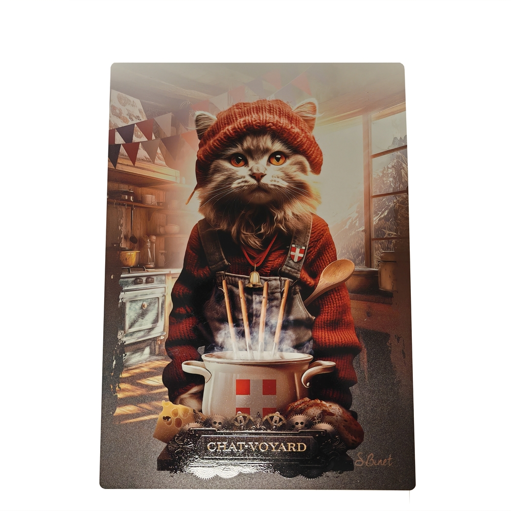 IMPRESSION S BINET CHAT-VOYARD SUR DIBOND AVEC ATTACHE 20 X 28 CM - Photo N°1