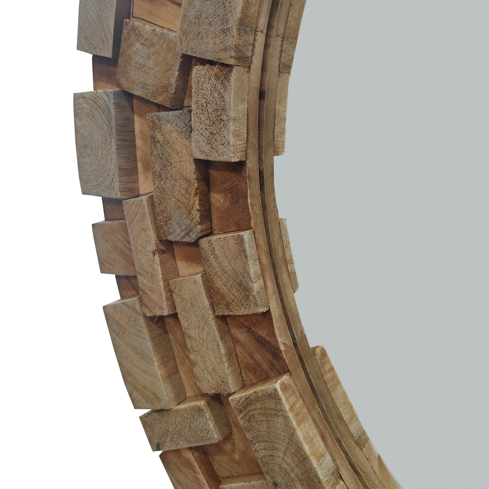 MIROIR ROND EN BOIS RECYCLE RUSTIQUE 90 X 5 CM - Photo N°4