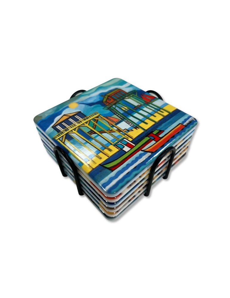 SET DE 6 SOUS VERRES DIFFERENTS COLLECTION MARTINE GONNIN 10 X 10 CM - Photo N°3