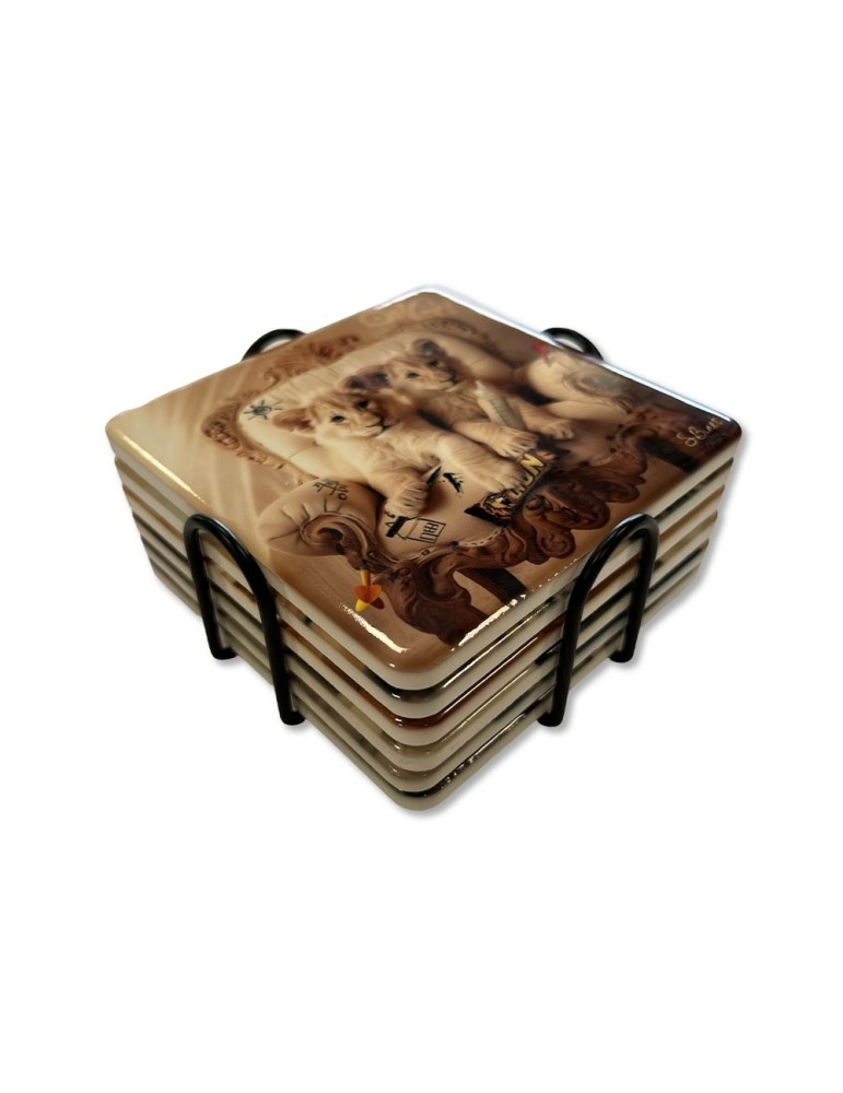 SET DE 6 SOUS VERRES DIFFERENTS COLLECTION BINET 10 X 10 CM - Photo N°1