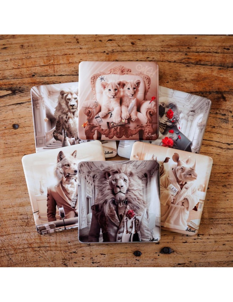 SET DE 6 SOUS VERRES DIFFERENTS COLLECTION BINET 10 X 10 CM - Photo N°2