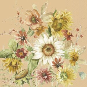 20 SERVIETTES EN PAPIER FLEURS DE FIN D'ETE  33 X 33 CM