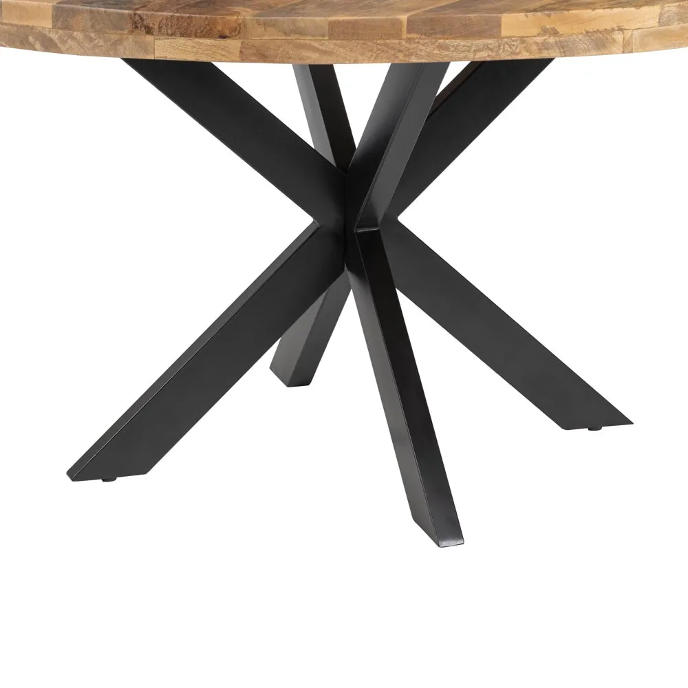 TABLE RONDE PERU PLATEAU MANGUIER PIED METAL NOIR 140 X 140 X 78 CM - Photo N°3