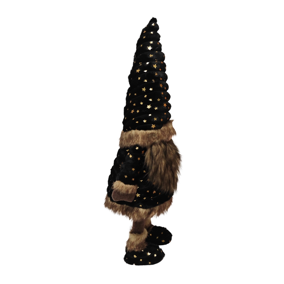GRAND GNOME QUI BOUGE EN TEXTILE NOIR ET MARRON HAUT 90 CM - Photo N°5