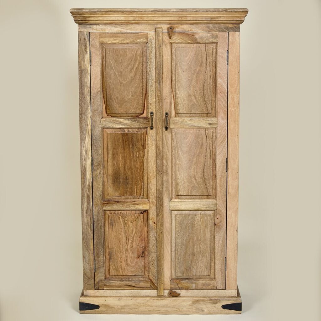 ARMOIRE 2 PORTES MANGUIER MASSIF FINITION VERNIS NATUREL  84 X 152 X 35 CM - Photo N°6