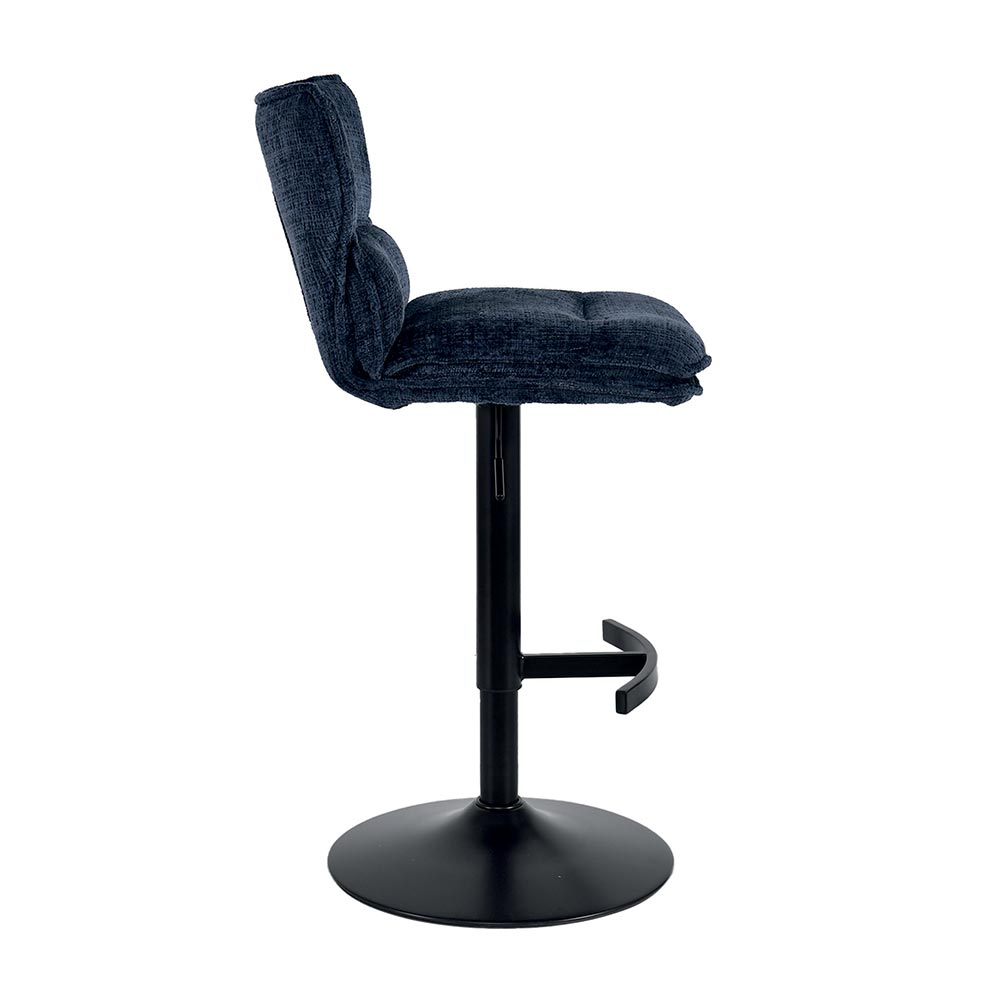 CHAISE DE BAR TOPLEY TISSU BLEU REGLABLE HAUTEUR 46  X 91/105  X 55 CM - Photo N°3