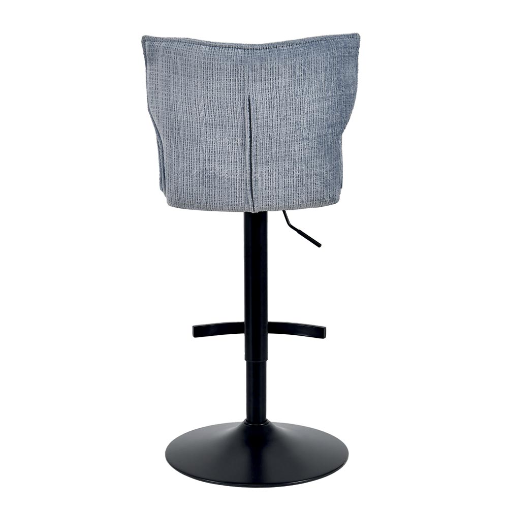 CHAISE DE BAR TOPLEY TISSU GRIS BLEU REGLABLE HAUTEUR 46  X 91/105  X 55 CM - Photo N°4