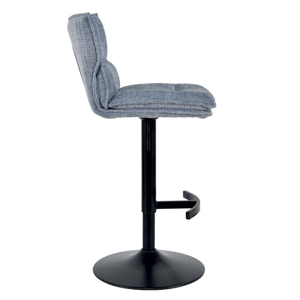 CHAISE DE BAR TOPLEY TISSU GRIS BLEU REGLABLE HAUTEUR 46  X 91/105  X 55 CM - Photo N°3