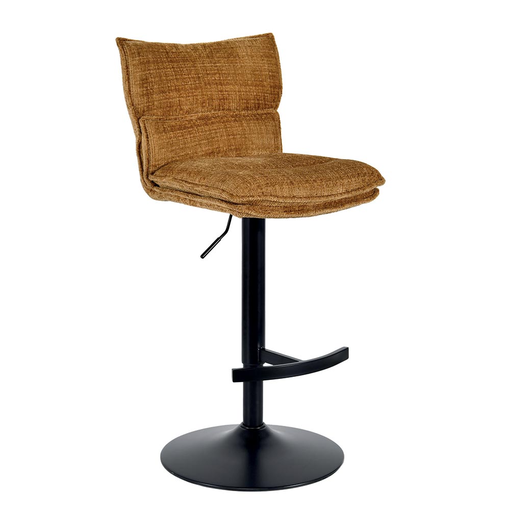 CHAISE DE BAR TOPLEY TISSU MOUTARDE REGLABLE HAUTEUR 46  X 91/105  X 55 CM - Photo N°1