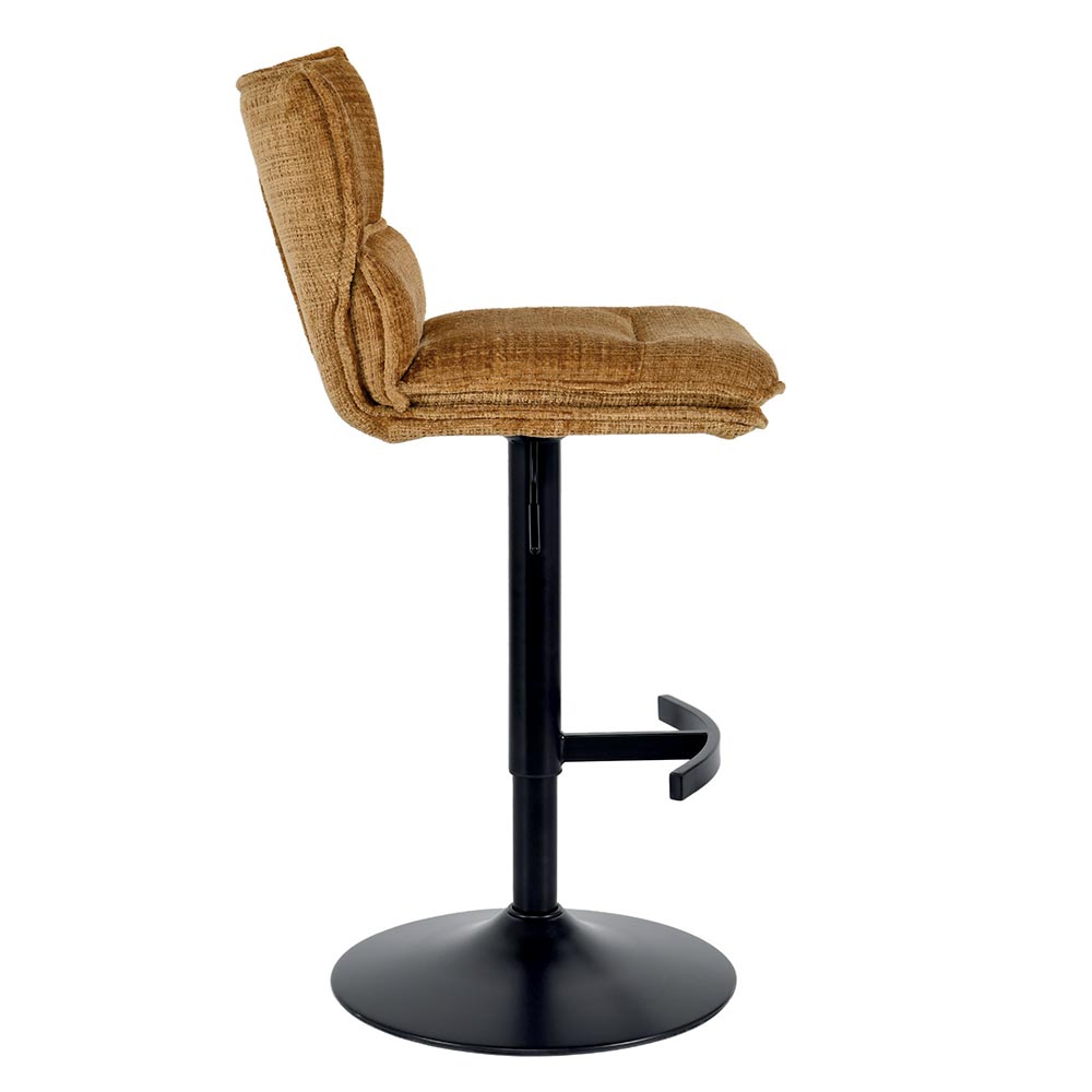 CHAISE DE BAR TOPLEY TISSU MOUTARDE REGLABLE HAUTEUR 46  X 91/105  X 55 CM - Photo N°3