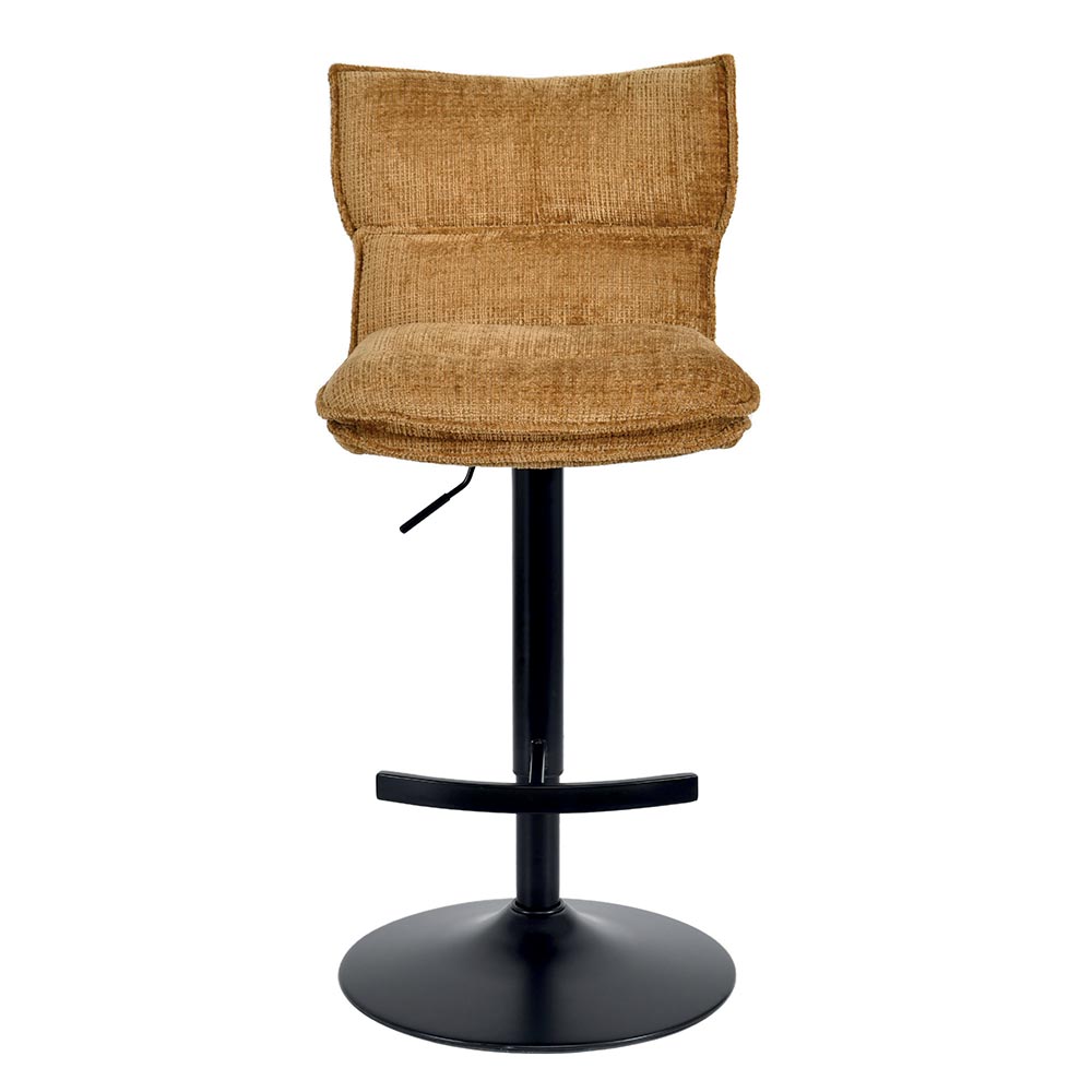 CHAISE DE BAR TOPLEY TISSU MOUTARDE REGLABLE HAUTEUR 46  X 91/105  X 55 CM - Photo N°2