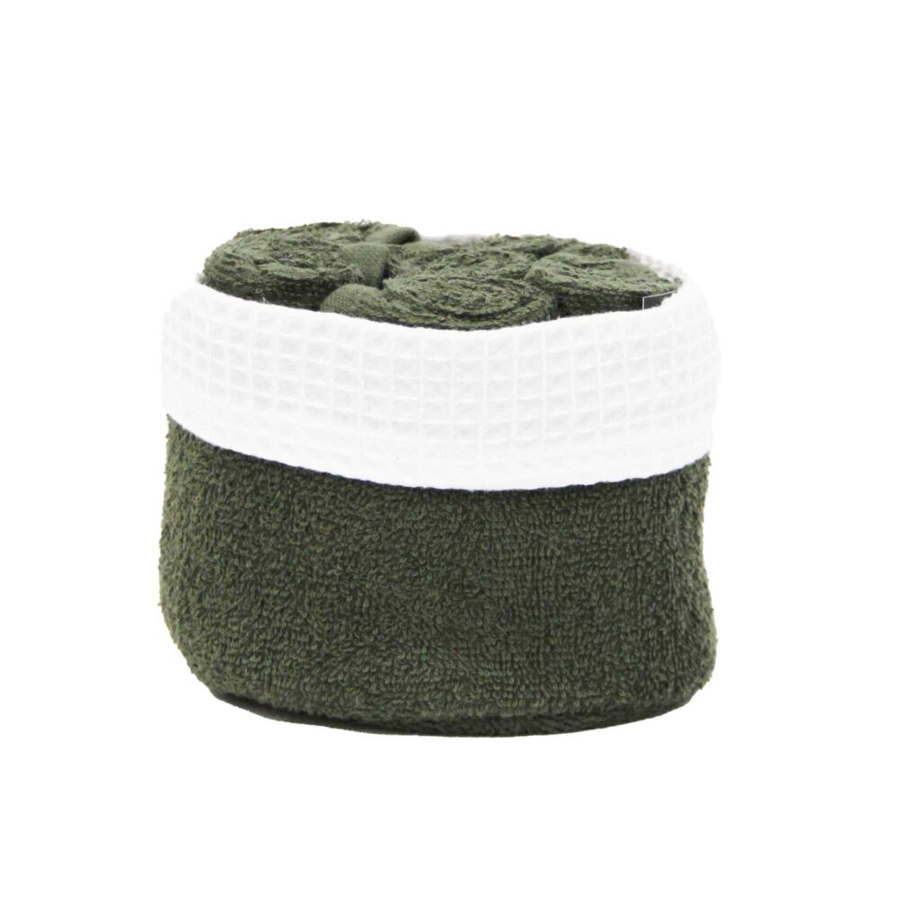 PANIER INVITE DE 6 SERVIETTES  COULEUR KAKI 12 x 12 cm - Photo N°2