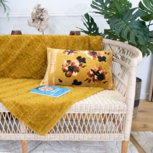 PLAID ELEGANCE COULEUR GOLD FAUSSE FOURRURE EN RELIEF 130 X 170 CM