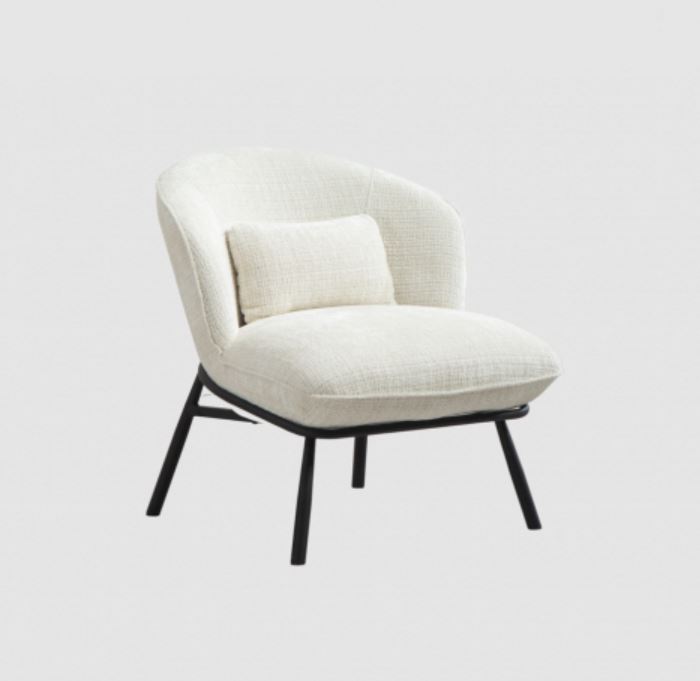 FAUTEUIL CRAPAUD TISSU BOUCLE BLANC PIEDS METAL NOIR   73 X 74 X 69 CM - Photo N°12