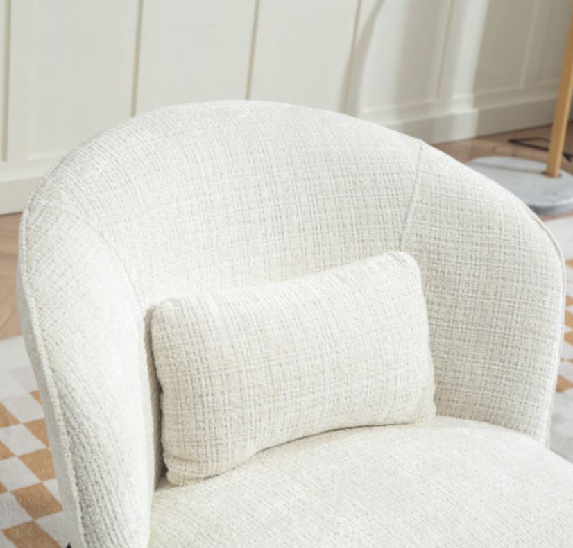 FAUTEUIL CRAPAUD TISSU BOUCLE BLANC PIEDS METAL NOIR   73 X 74 X 69 CM - Photo N°9