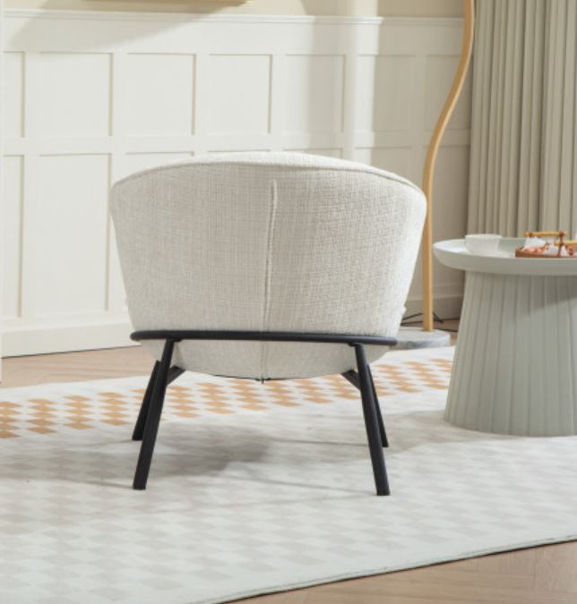 FAUTEUIL CRAPAUD TISSU BOUCLE BLANC PIEDS METAL NOIR   73 X 74 X 69 CM - Photo N°3