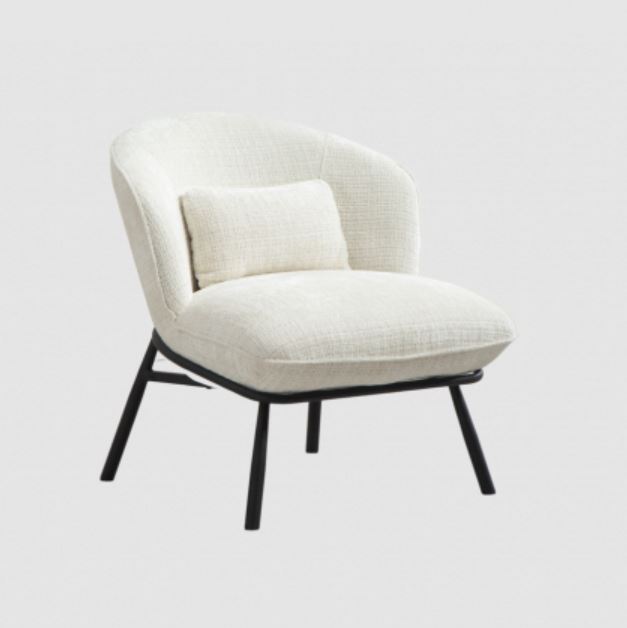 FAUTEUIL CRAPAUD TISSU BOUCLE BLANC PIEDS METAL NOIR   73 X 74 X 69 CM - Photo N°2