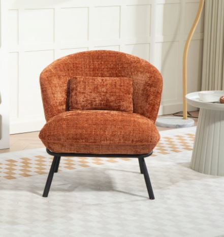 FAUTEUIL CRAPAUD TISSU BOUCLE TERRACOTTA PIEDS METAL NOIR   73 X 74 X 69 CM - Photo N°11