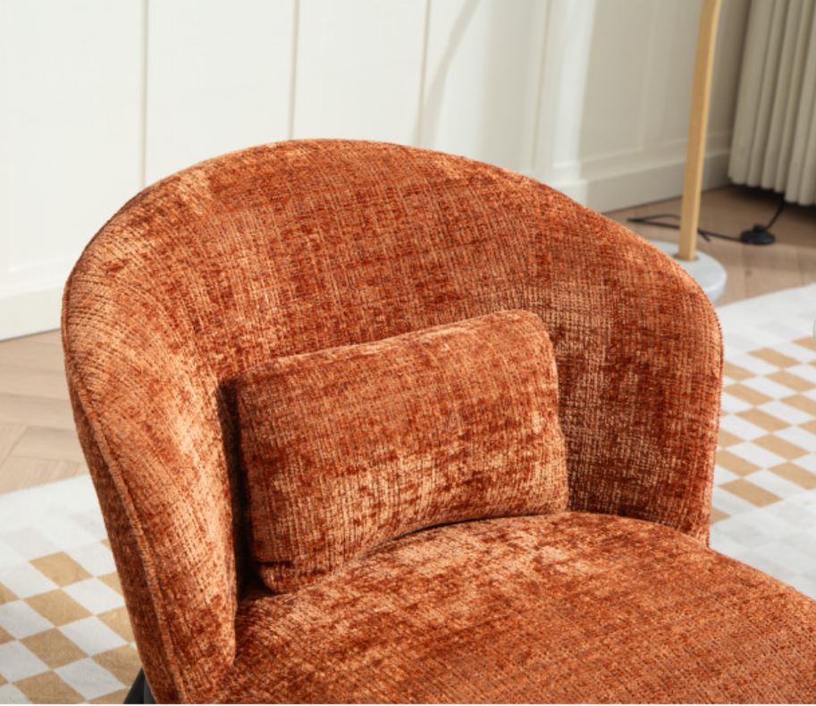 FAUTEUIL CRAPAUD TISSU BOUCLE TERRACOTTA PIEDS METAL NOIR   73 X 74 X 69 CM - Photo N°9