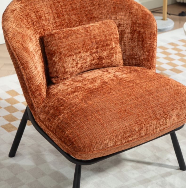 FAUTEUIL CRAPAUD TISSU BOUCLE TERRACOTTA PIEDS METAL NOIR   73 X 74 X 69 CM - Photo N°8