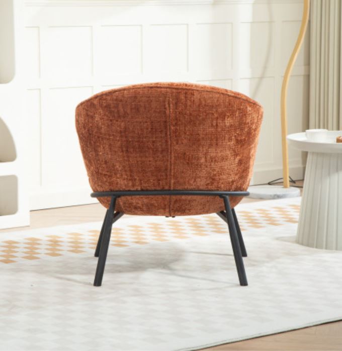 FAUTEUIL CRAPAUD TISSU BOUCLE TERRACOTTA PIEDS METAL NOIR   73 X 74 X 69 CM - Photo N°3