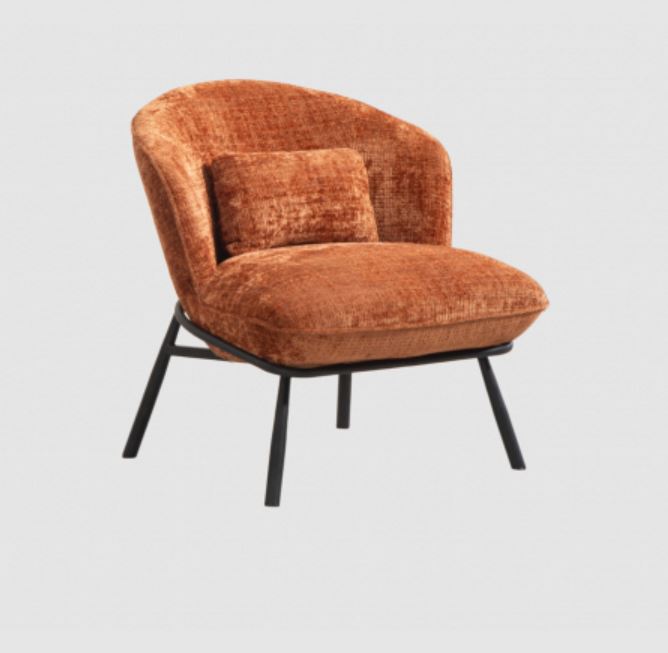 FAUTEUIL CRAPAUD TISSU BOUCLE TERRACOTTA PIEDS METAL NOIR   73 X 74 X 69 CM - Photo N°2