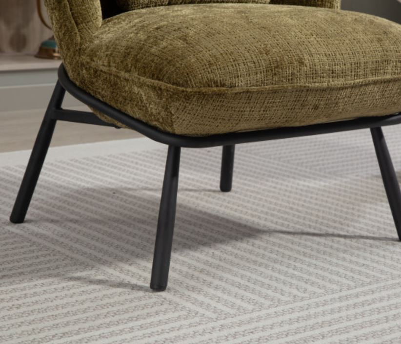 FAUTEUIL CRAPAUD TISSU BOUCLE VERT PIEDS METAL NOIR   73 X 74 X 69 CM - Photo N°11