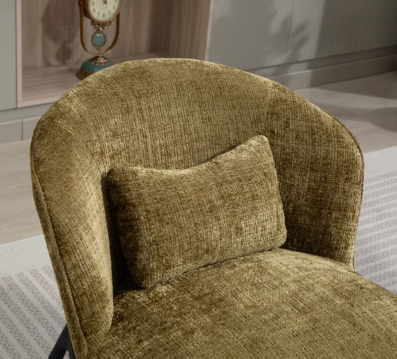 FAUTEUIL CRAPAUD TISSU BOUCLE VERT PIEDS METAL NOIR   73 X 74 X 69 CM - Photo N°9