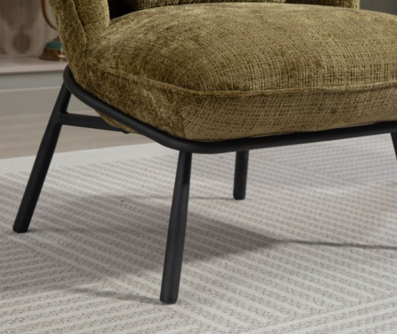 FAUTEUIL CRAPAUD TISSU BOUCLE VERT PIEDS METAL NOIR   73 X 74 X 69 CM - Photo N°8