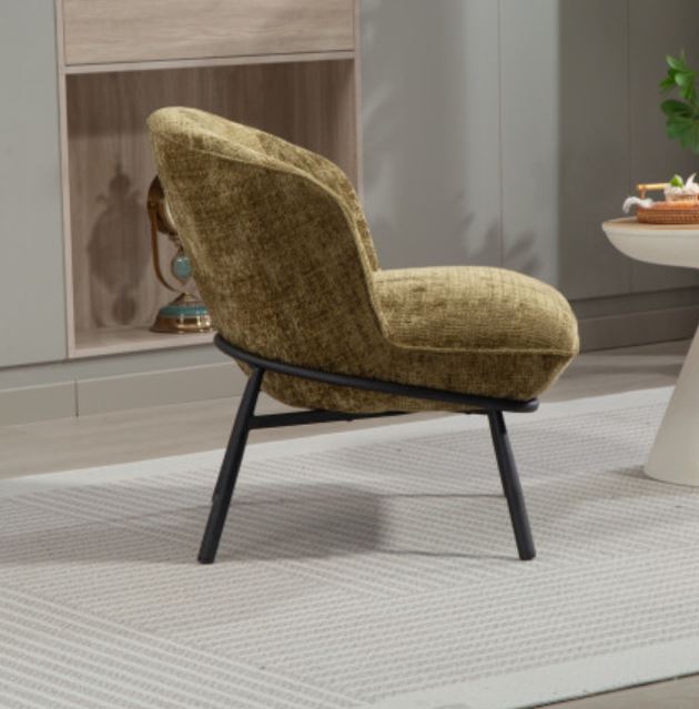 FAUTEUIL CRAPAUD TISSU BOUCLE VERT PIEDS METAL NOIR   73 X 74 X 69 CM - Photo N°7