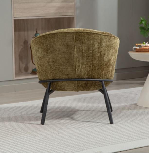 FAUTEUIL CRAPAUD TISSU BOUCLE VERT PIEDS METAL NOIR   73 X 74 X 69 CM - Photo N°6