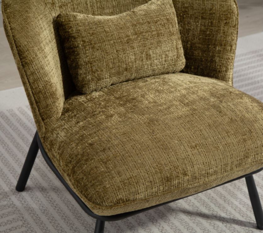 FAUTEUIL CRAPAUD TISSU BOUCLE VERT PIEDS METAL NOIR   73 X 74 X 69 CM - Photo N°3