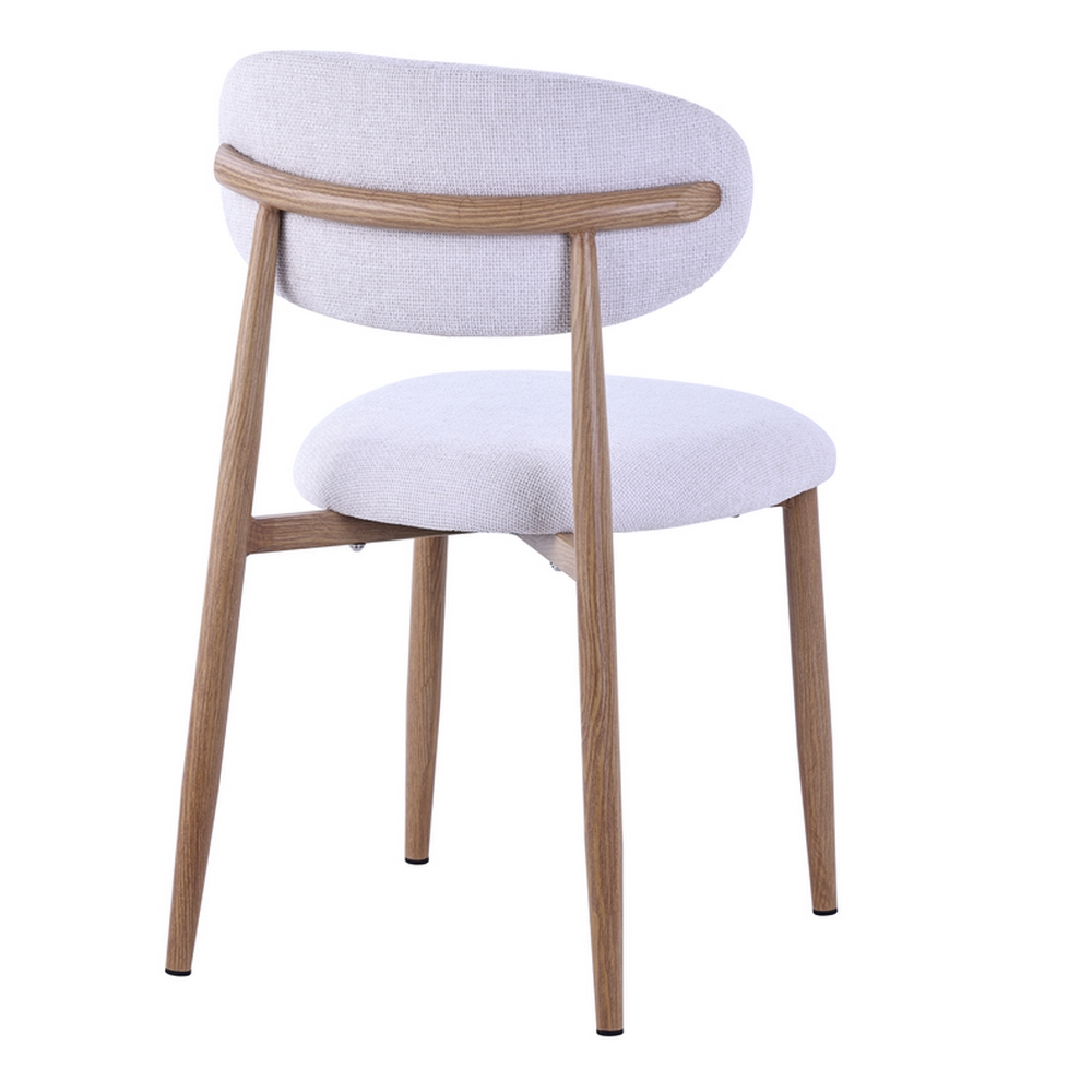 CHAISE COPENHAGUE PIEDS METAL EFFET BOIS ASSISE TISSU IVOIRE 55 X 80 X 52 CM - Photo N°3