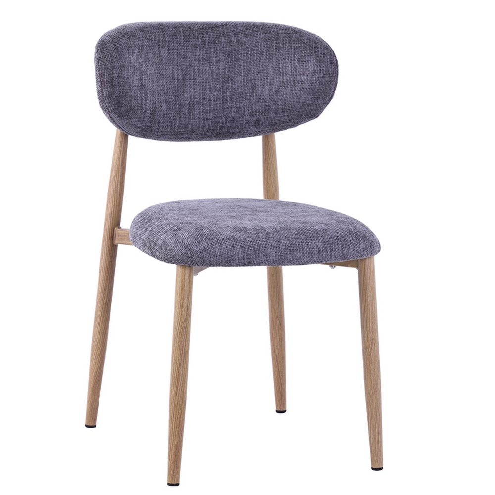 CHAISE COPENHAGUE PIEDS METAL EFFET BOIS ASSISE TISSU GRIS 55 X 80 X 52 CM - Photo N°1