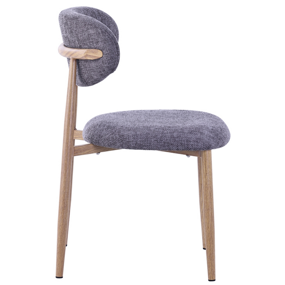 CHAISE COPENHAGUE PIEDS METAL EFFET BOIS ASSISE TISSU GRIS 55 X 80 X 52 CM - Photo N°5