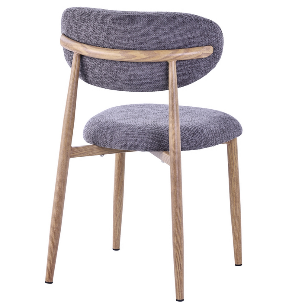 CHAISE COPENHAGUE PIEDS METAL EFFET BOIS ASSISE TISSU GRIS 55 X 80 X 52 CM - Photo N°4