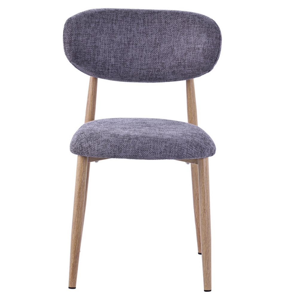 CHAISE COPENHAGUE PIEDS METAL EFFET BOIS ASSISE TISSU GRIS 55 X 80 X 52 CM - Photo N°2